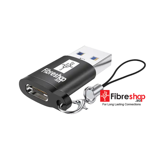 USB 3 Type-C Female to USB 3 A Male OTG Charging Adapter 5Gbps with Retaining /Security Lanyard