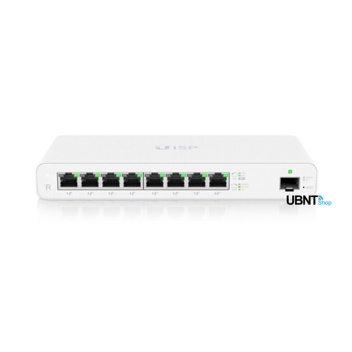  UISP Router, 8-Port GbE Ports w/ 27V Passive PoE, For MicroPoP Applications, 110W PoE Budget, Fanless