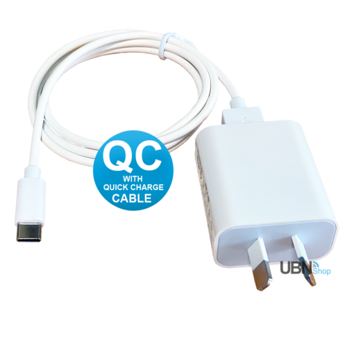 USB Quick Charge 3.0 (QC3) Wall Charger with 1M USB to Type-C Quick Charge Cable